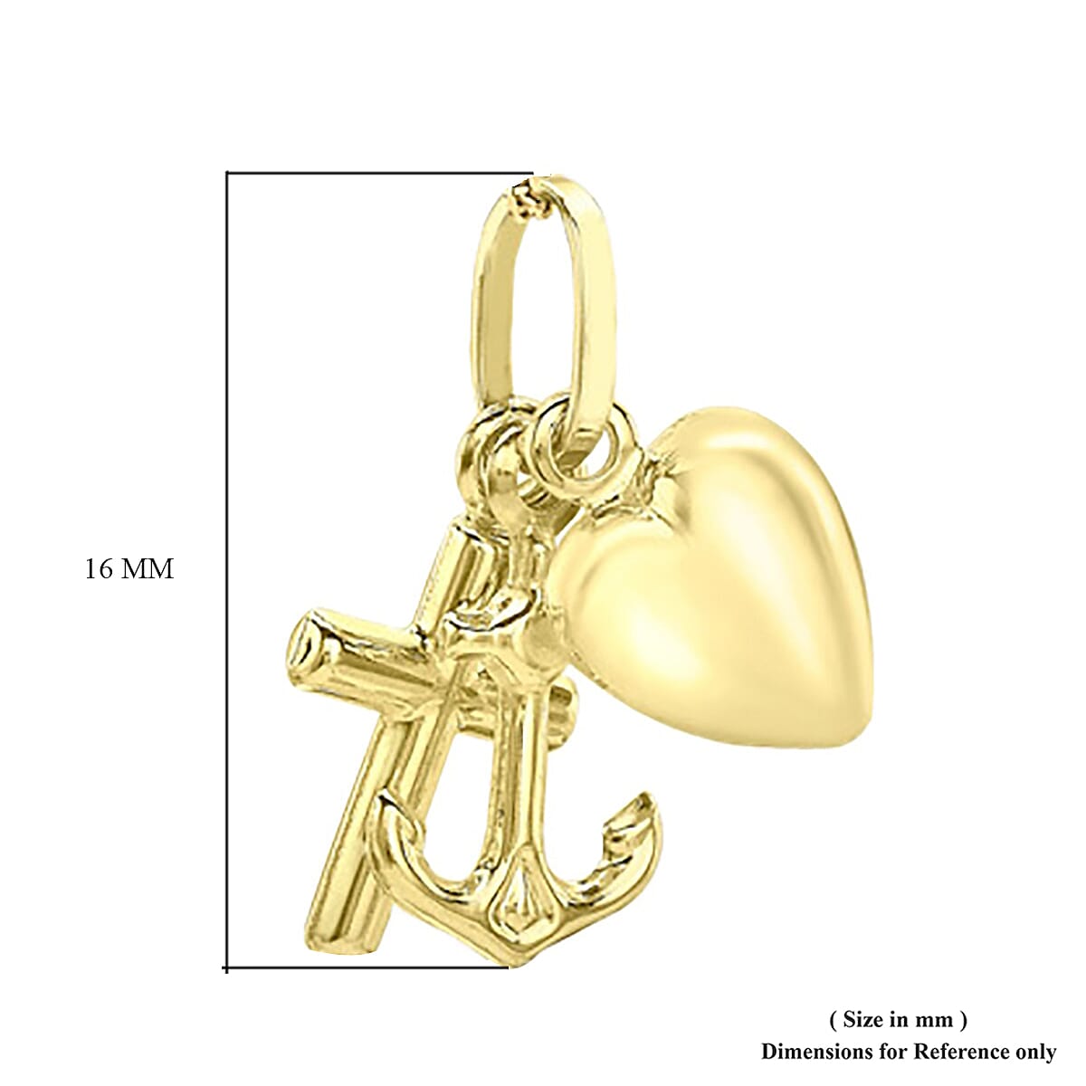 9K Yellow Gold Faith, Hope and Charity Pendant Gold Wt 0.69 Gms