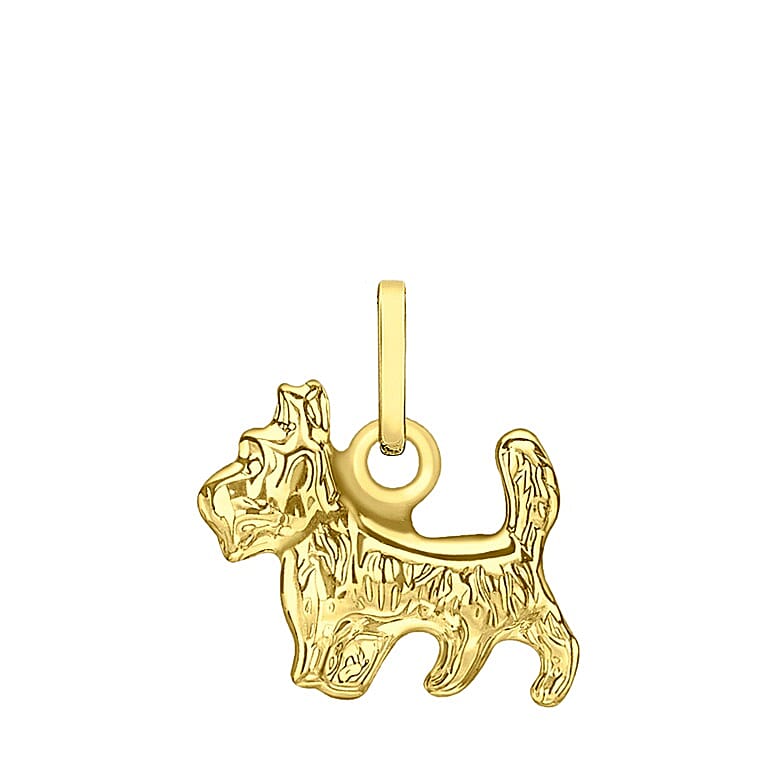 9K Yellow Gold Yorshire Terrier Dog Pendant