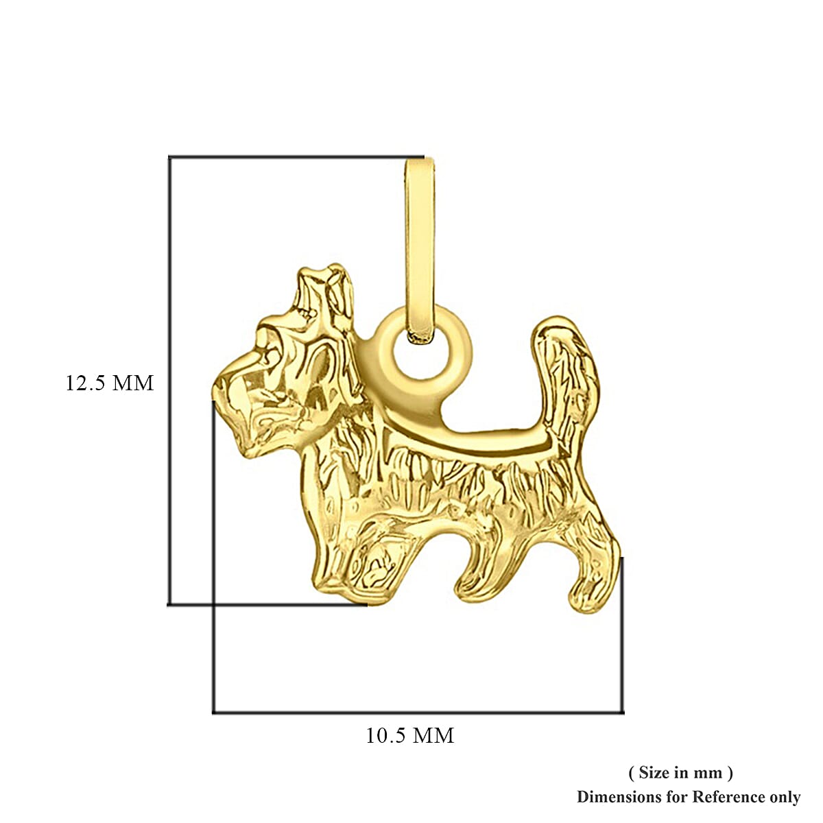 9K Yellow Gold Yorshire Terrier Dog Pendant