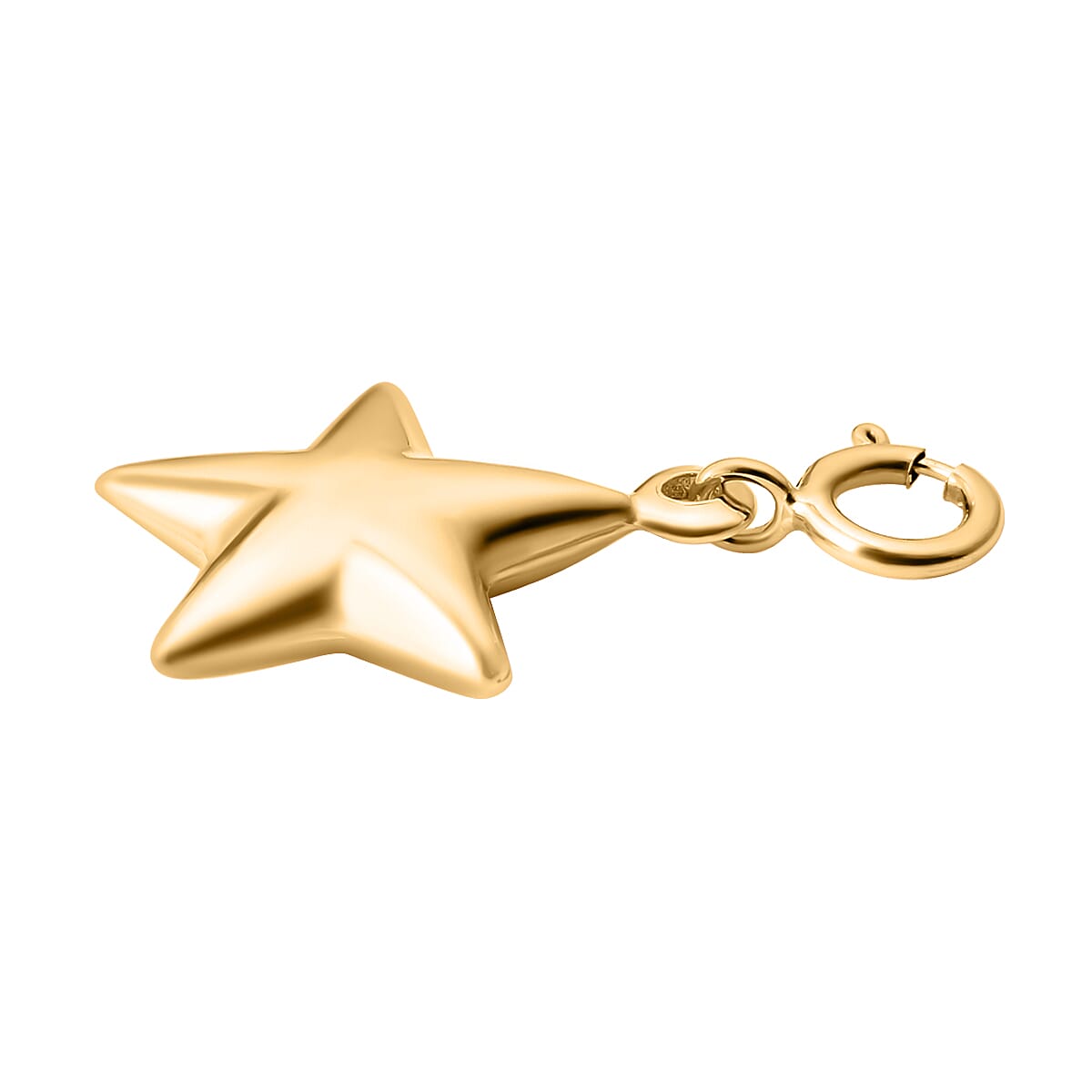 9K Yellow Gold Star Spring Ring Charm Pendant With Spring Ring Clasp.