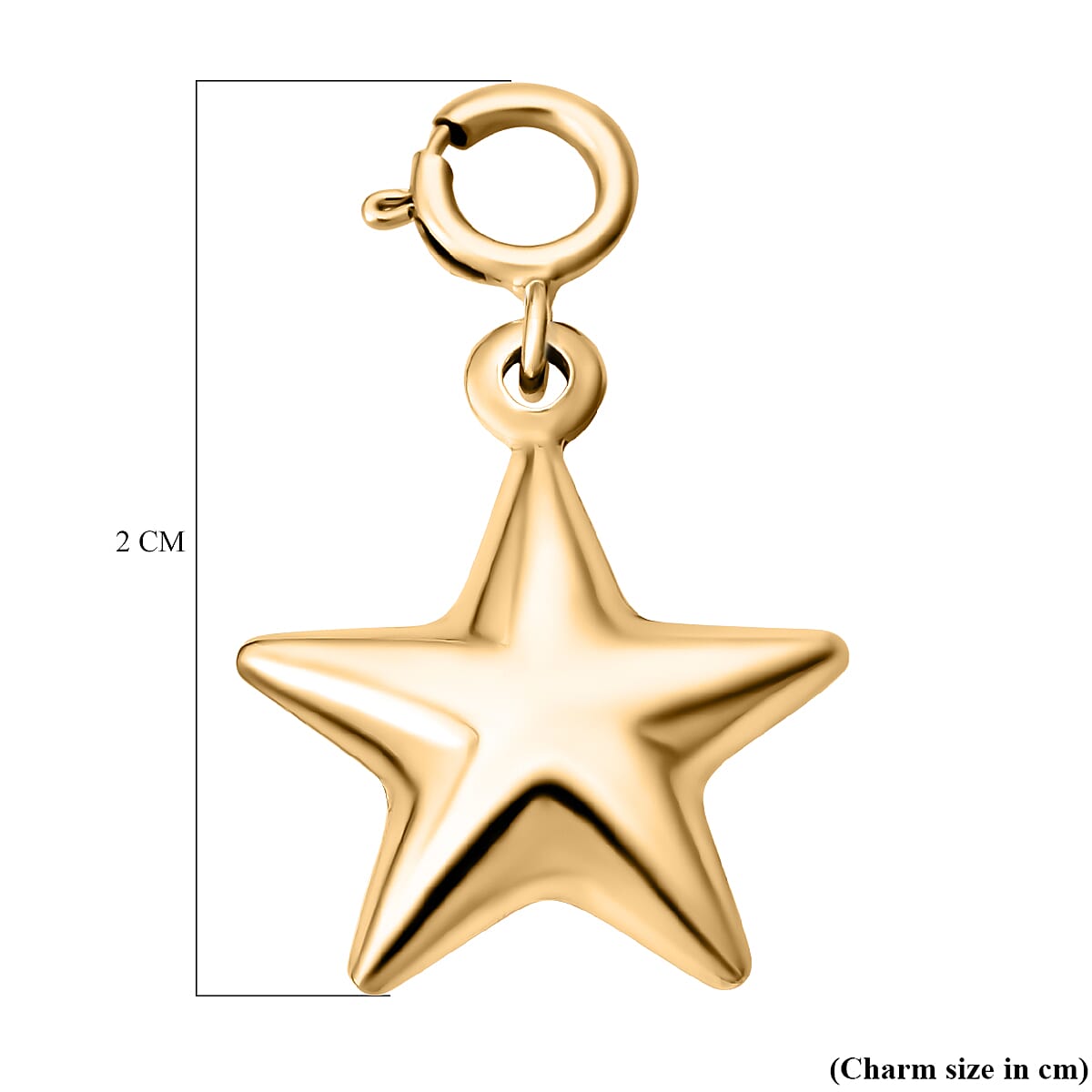 9K Yellow Gold Star Spring Ring Charm Pendant With Spring Ring Clasp.