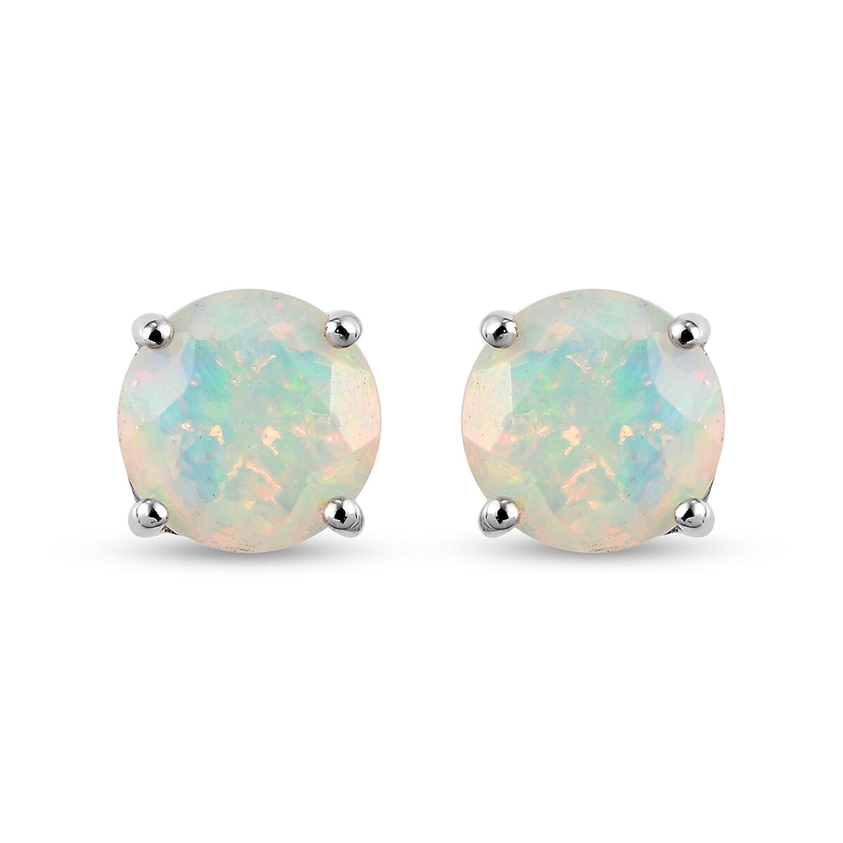 RHAPSODY 950 Platinum AAAA Ethiopian Welo Opal Stud Earrings With Screw Back 1.50 Ct.