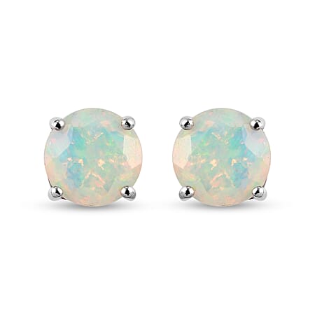 RHAPSODY 1.67 Ct AAAA Ethiopian Opal Solitaire Stud Earrings in 950 Platinum