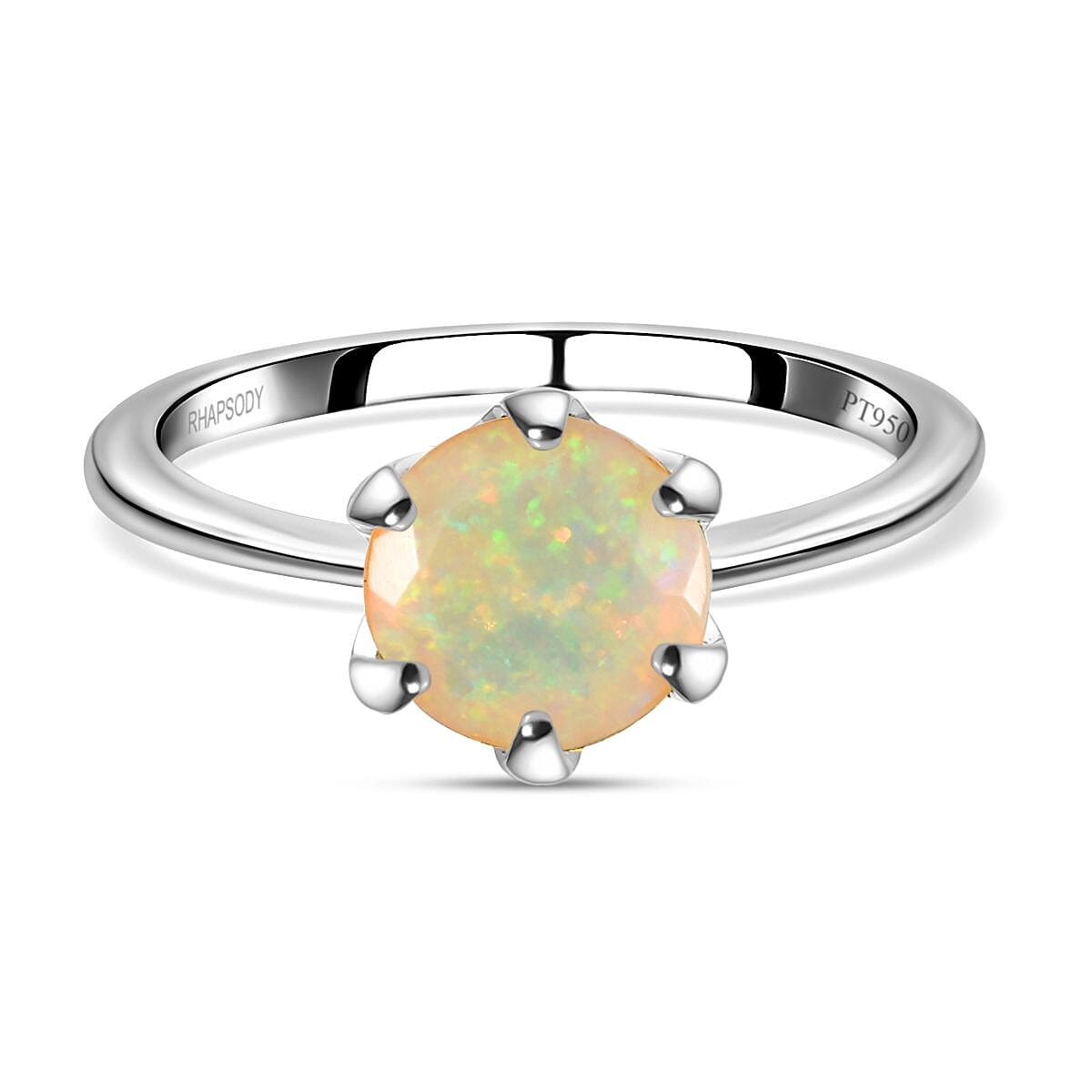 RHAPSODY 950 Platinum AAAA Ethiopian Welo Opal Solitaire Ring