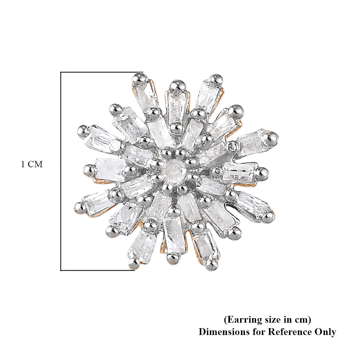 D'Joy Diamond Snow Flake Earrings with Push Back in 18K Vermeil Yellow Gold Plated Sterling Silver 0.33 Ct.