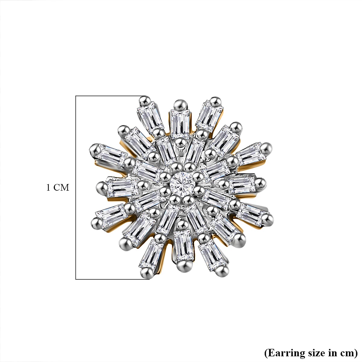 D'Joy Diamond Snow Flake Earrings with Push Back in 18K Vermeil Yellow Gold Plated Sterling Silver 0.33 Ct.