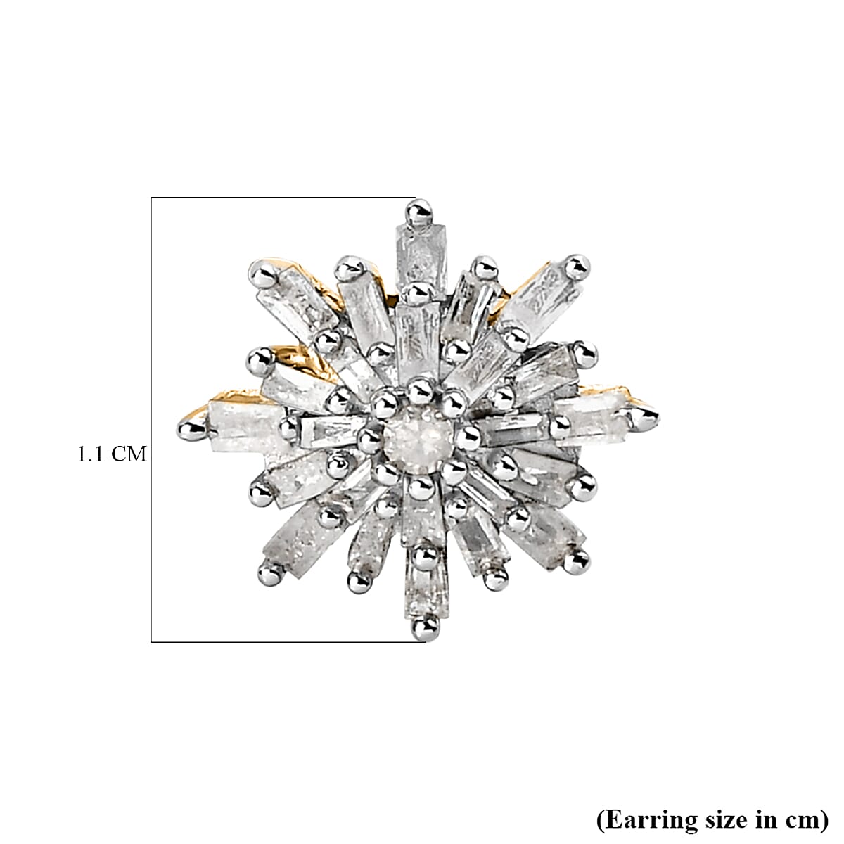 Diamond Snow Flake Earrings (with Push Black) in 18K Vermeil Yellow Gold Overlay Sterling Silver 0.33 Ct. Diamond Snow Flake Earrings (with Push Black) in 18K Vermeil Yellow Gold Overlay Sterling Silver 0.33 Ct.