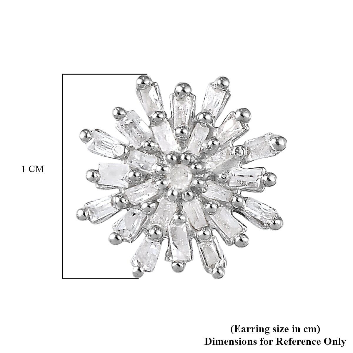 D'Joy Diamond Snow Flake Earrings with Push Back in Platinum Overlay Sterling Silver 0.33 Ct.