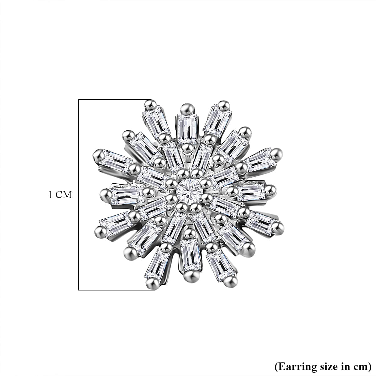 D'Joy Diamond Snow Flake Earrings with Push Back in Platinum Overlay Sterling Silver 0.33 Ct.