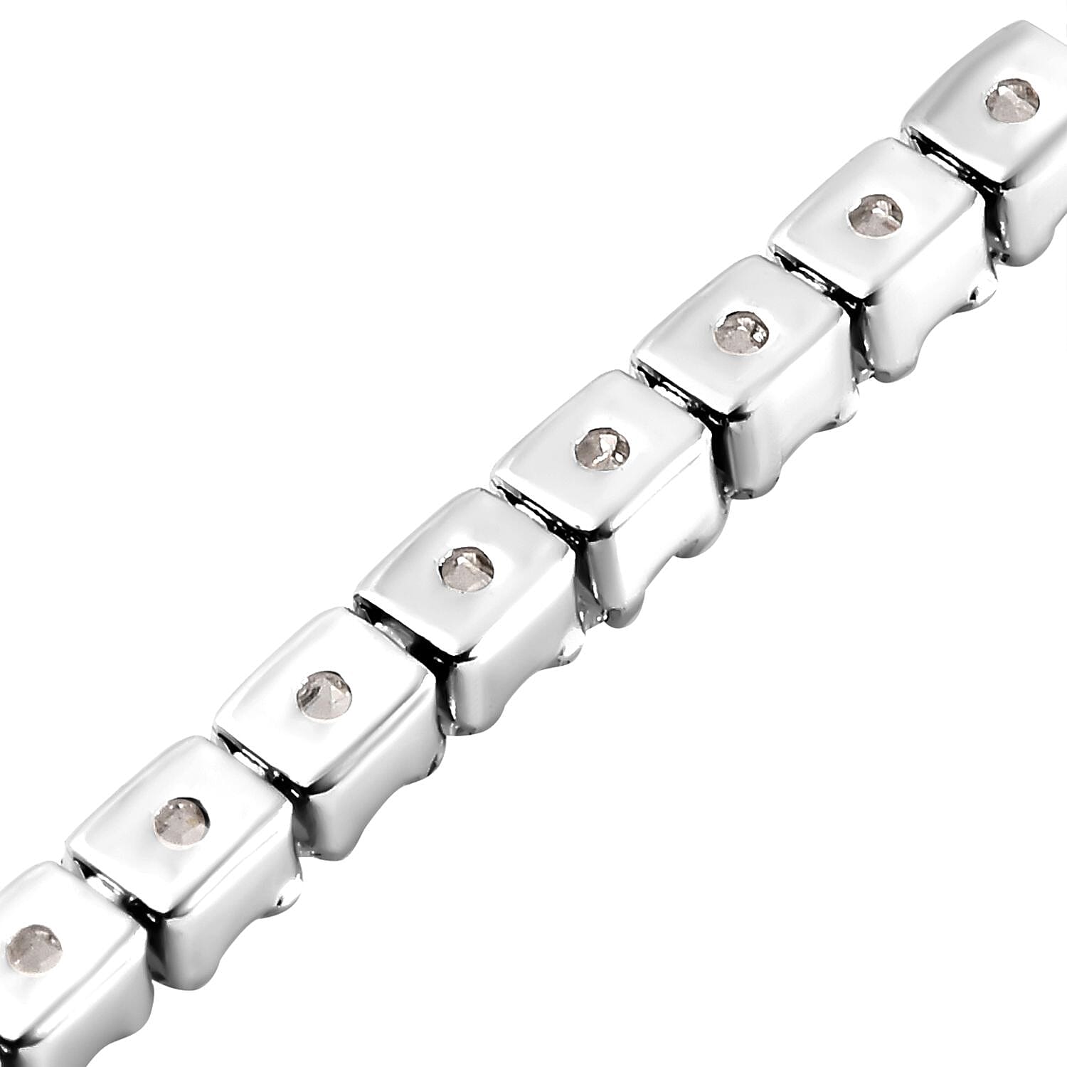 ELANZA Simulated Diamond (Bgt) Tennis Bracelet with Lobster Clasp (Size 7 with 1 Inch Extender) in Rhodium Overlay Sterling Silver.