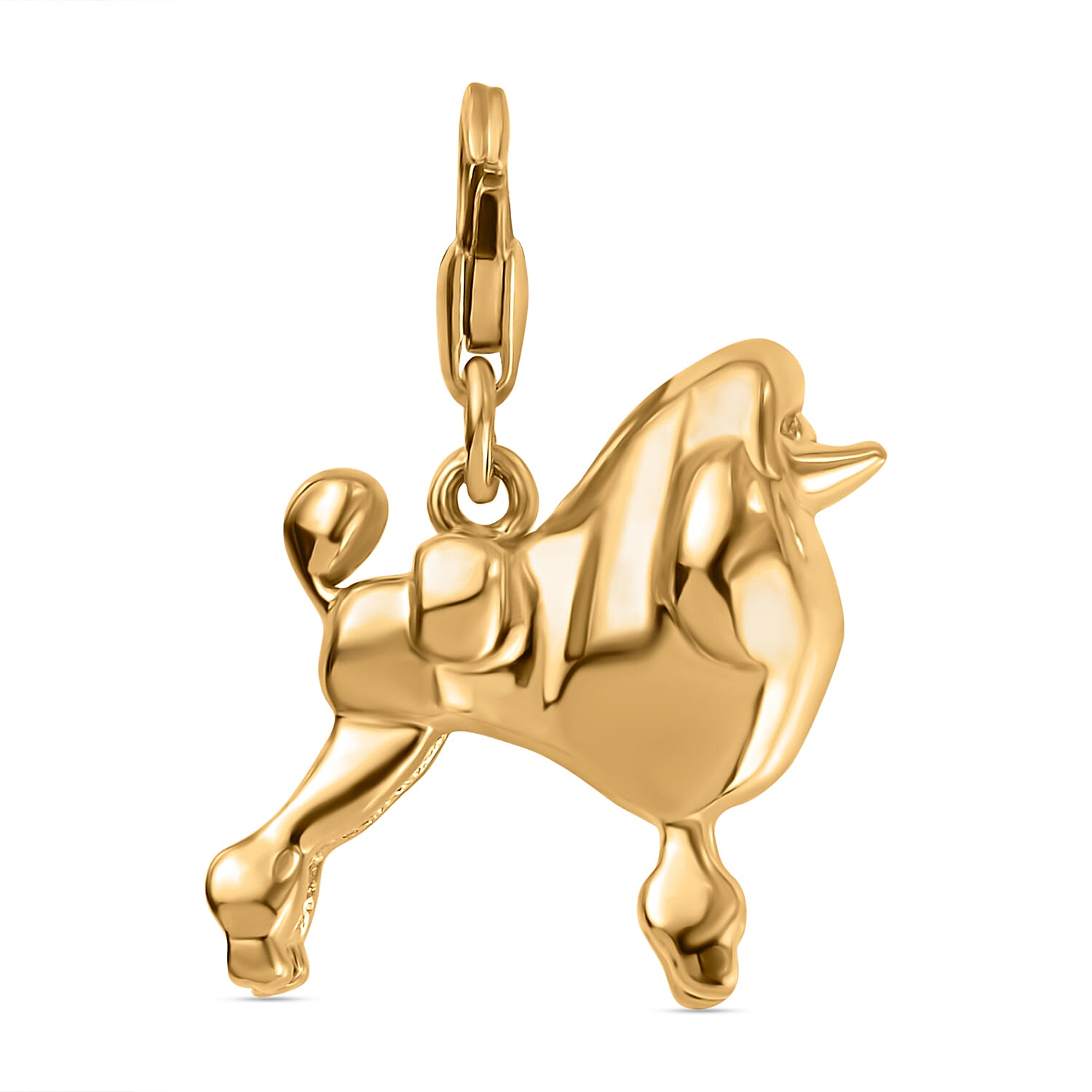 14K Gold Overlay Sterling Silver Poodle Dog Charm, Silver Wt 5.24 Gms.
