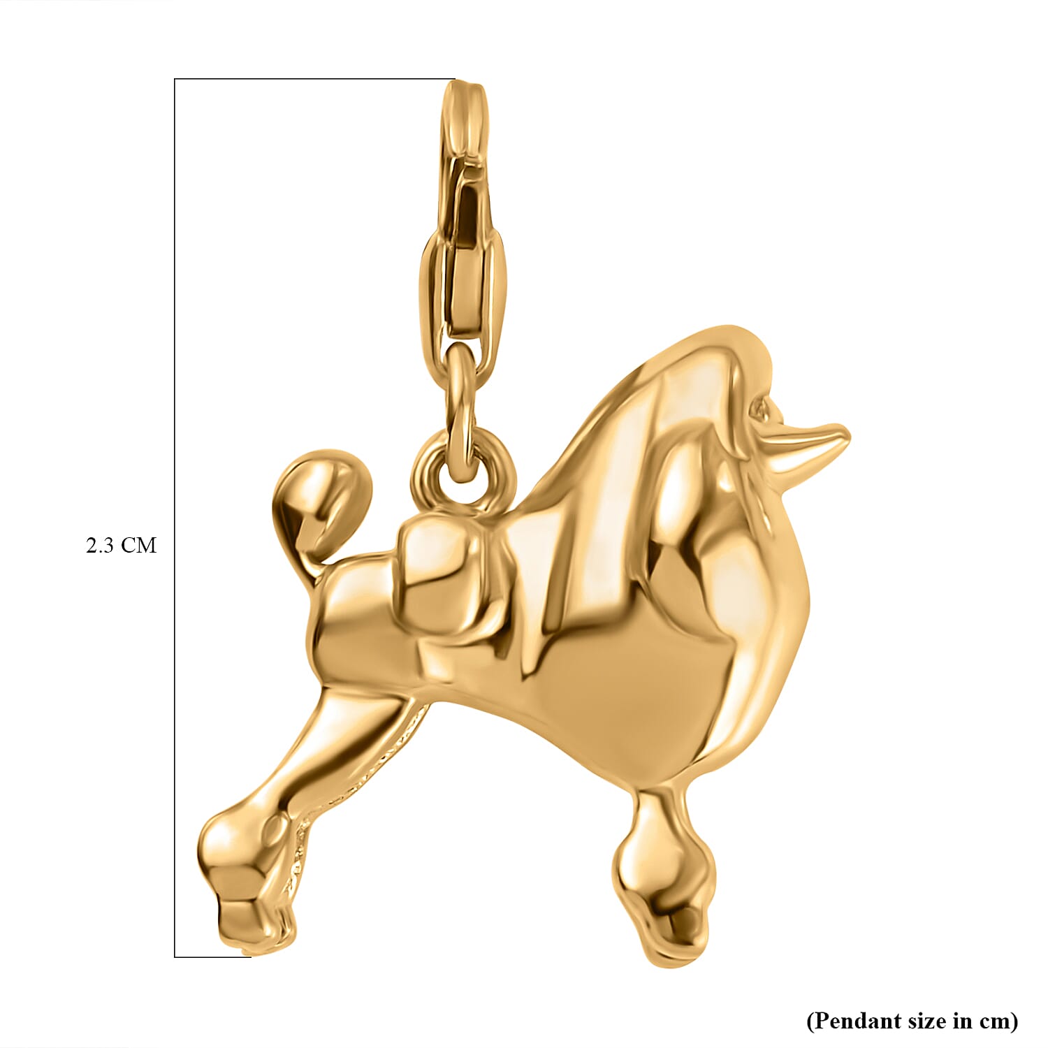 14K Gold Overlay Sterling Silver Poodle Dog Charm, Silver Wt 5.24 Gms.