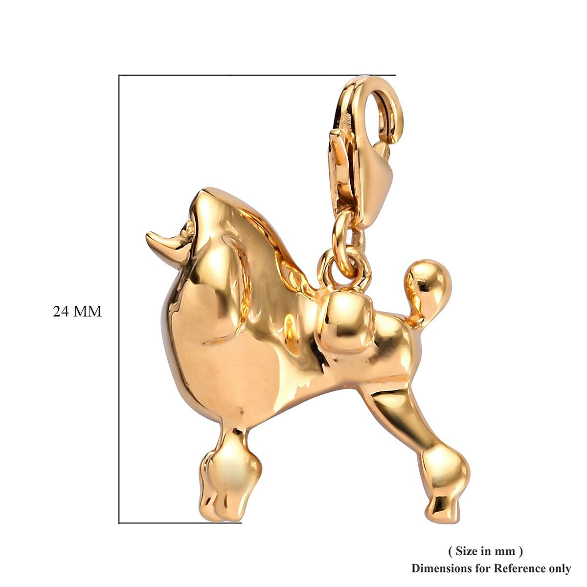 14K Gold Overlay Sterling Silver Poodle Dog Charm, Silver Wt 5.24 Gms.