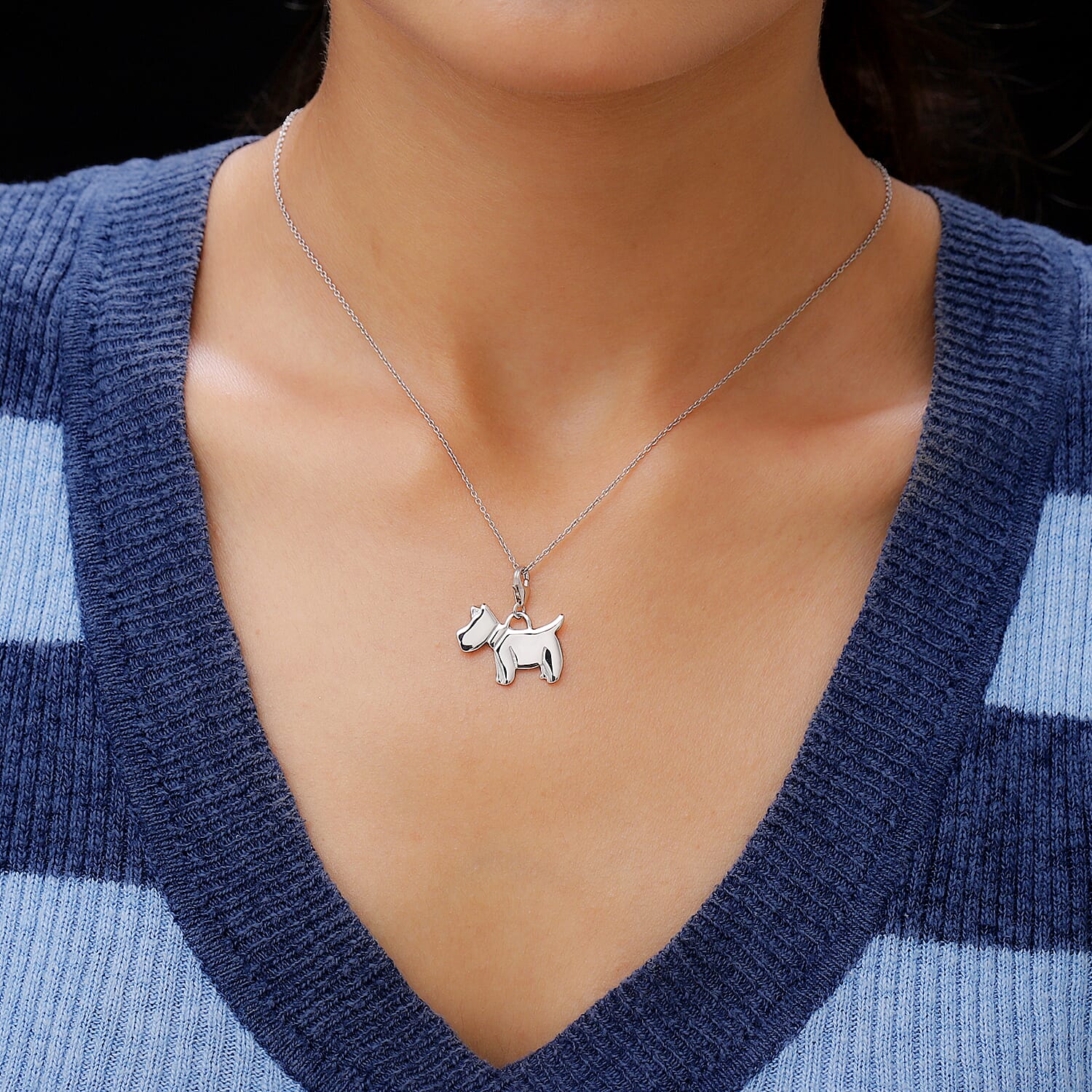 Platinum Overlay Sterling Silver Scottish Terrier Dog Charm