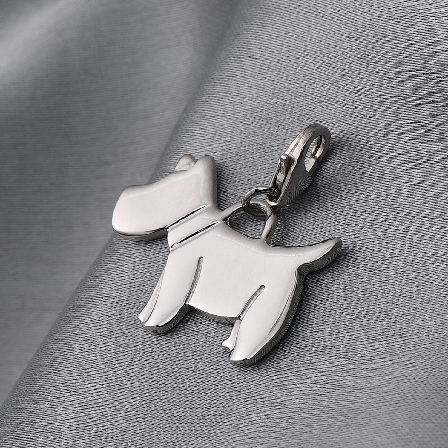Platinum Overlay Sterling Silver Scottish Terrier Dog Charm