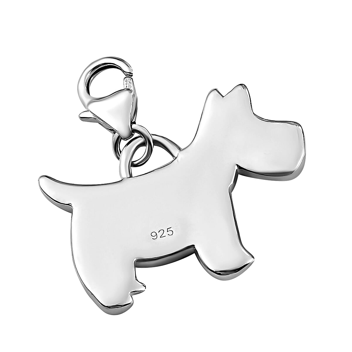 Platinum Overlay Sterling Silver Scottish Terrier Dog Charm