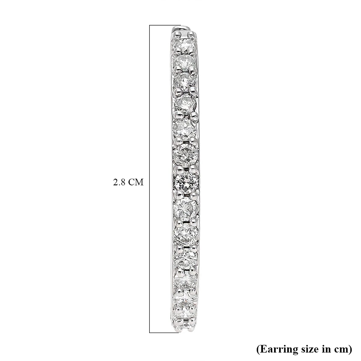9K White Gold SGL Certified Diamond (I3-G-H) Hoop Earrings (With Clasp Lock) 1.000 Ct, Gold Wt. 4.80 Gms
