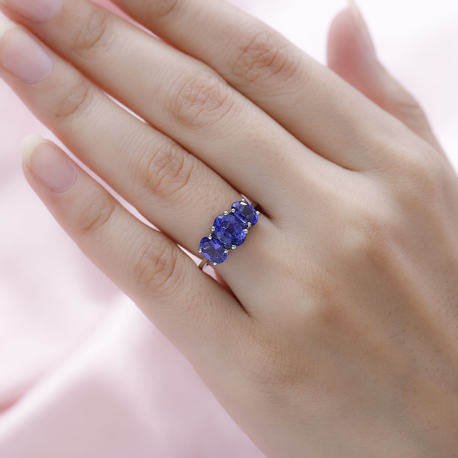 RHAPSODY 950 Platinum AAAA Tanzanite 3 Stone Ring 2.86 Ct