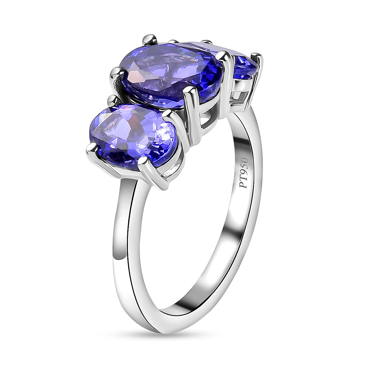 RHAPSODY 950 Platinum AAAA Tanzanite 3 Stone Ring 2.86 Ct