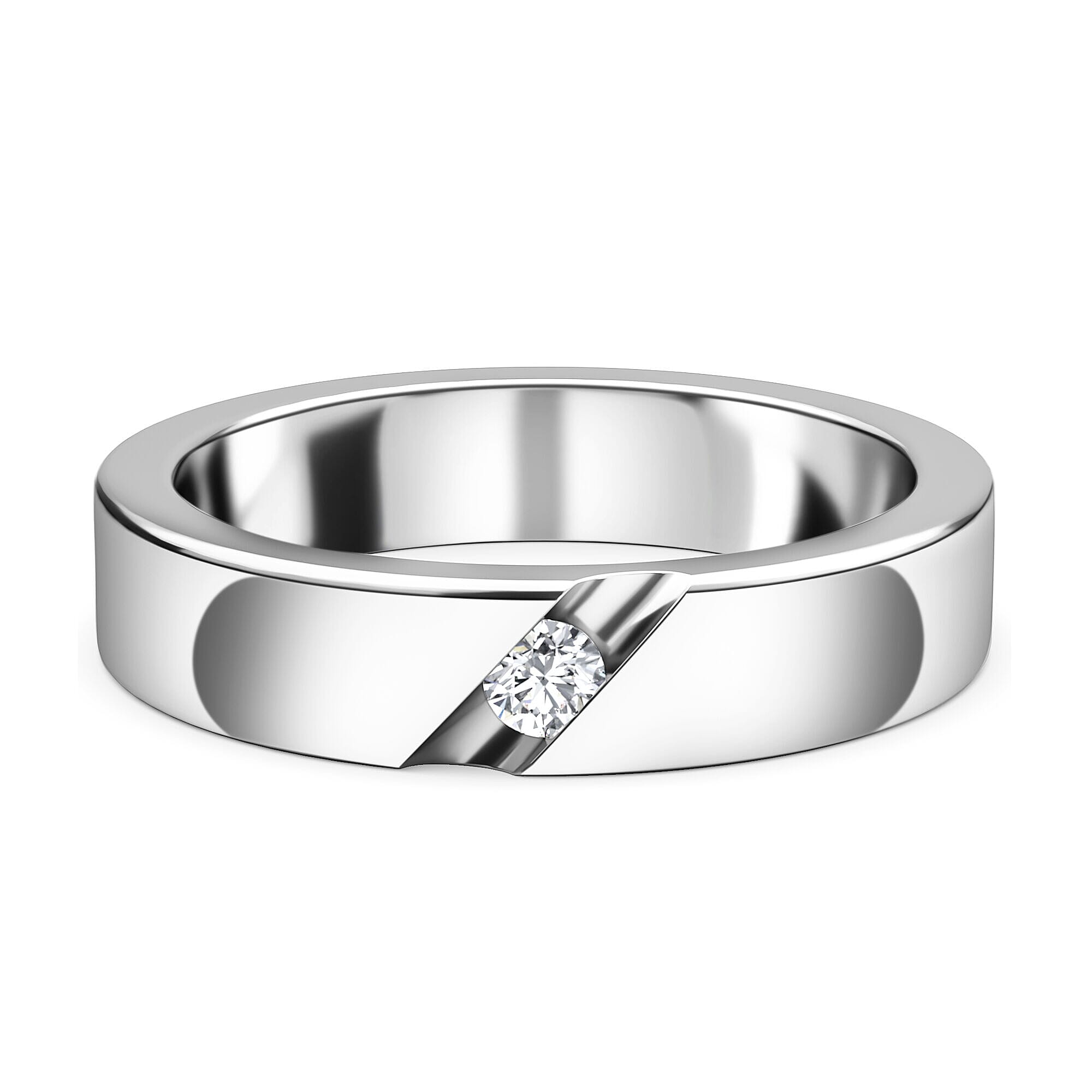 RHAPSODY 950 Platinum IGI Certified Diamond (VS-E-F) Band Ring 0.10 Ct, Platinum Wt 6.70 Gms