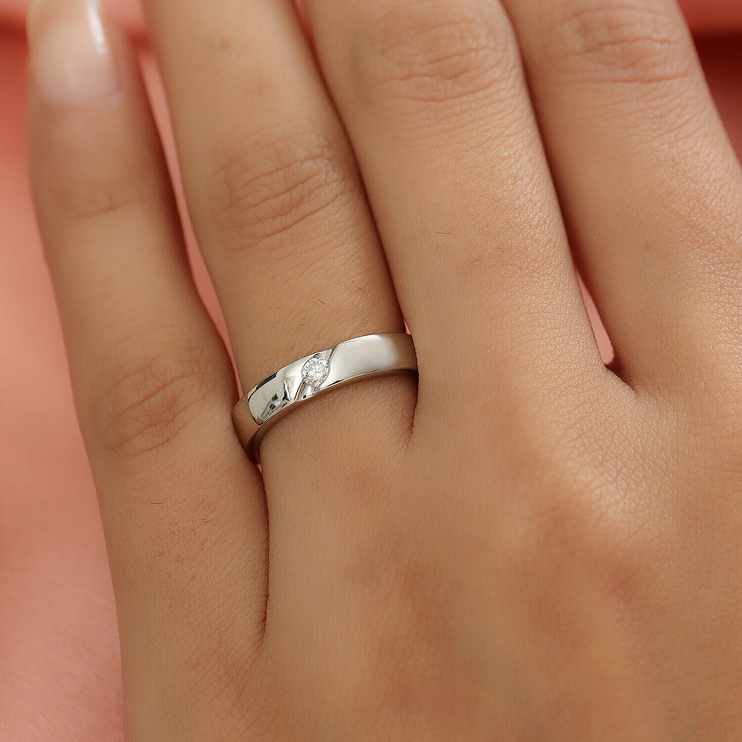 RHAPSODY 950 Platinum IGI Certified Diamond (VS-E-F) Band Ring 0.10 Ct, Platinum Wt 6.70 Gms