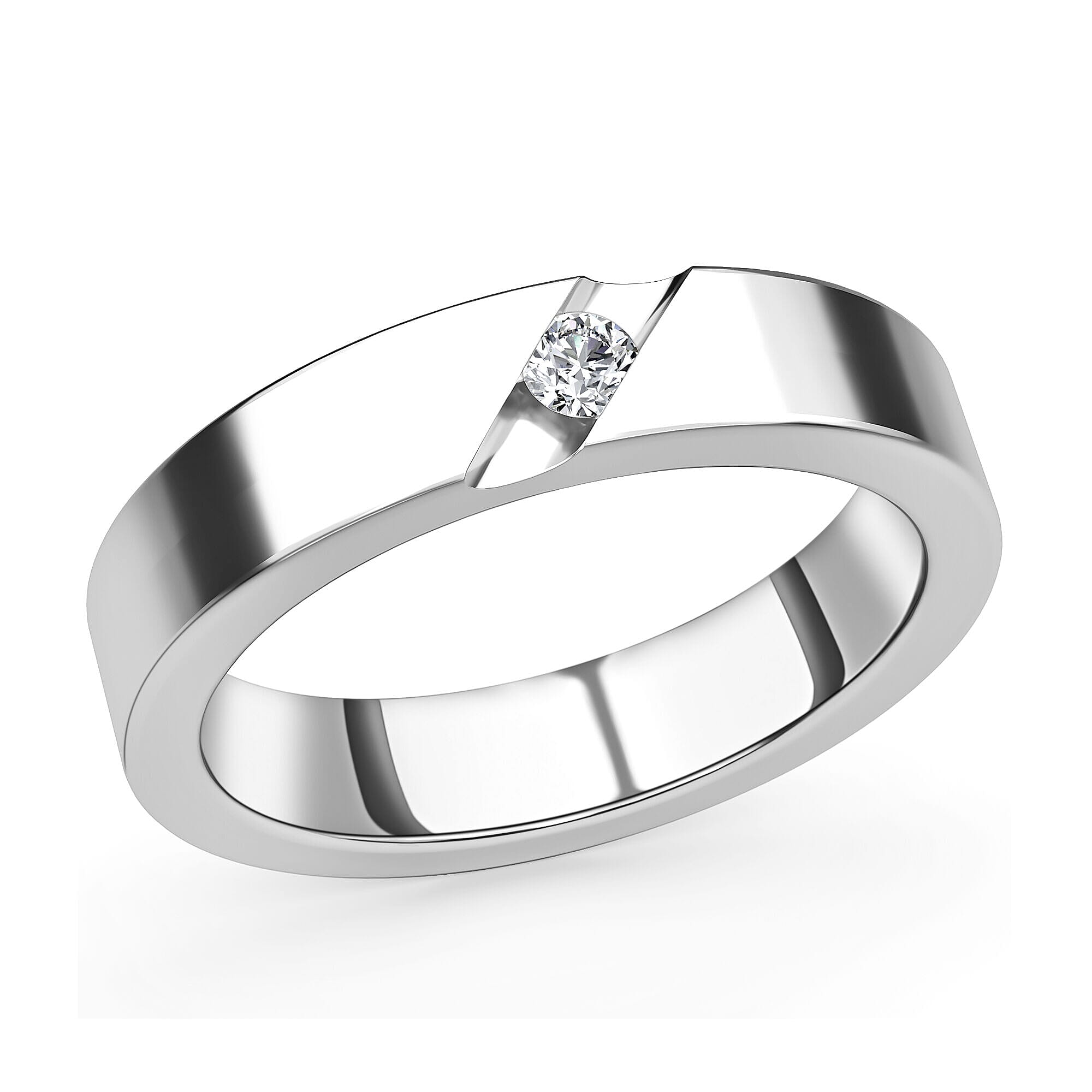 RHAPSODY 950 Platinum IGI Certified Diamond (VS-E-F) Band Ring 0.10 Ct, Platinum Wt 6.70 Gms