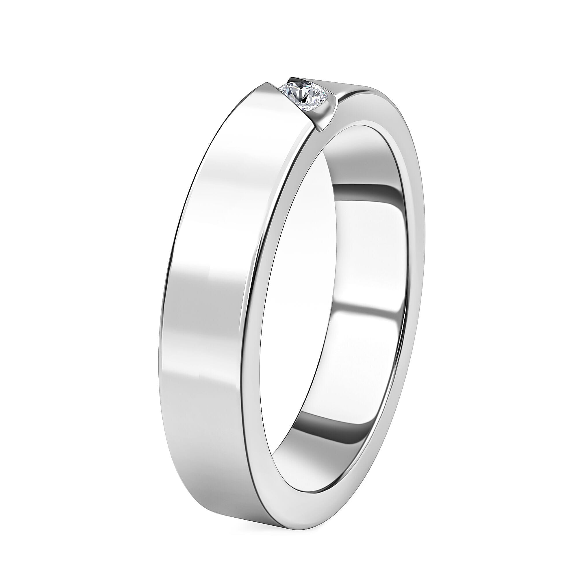 RHAPSODY 950 Platinum IGI Certified Diamond (VS-E-F) Band Ring 0.10 Ct, Platinum Wt 6.70 Gms