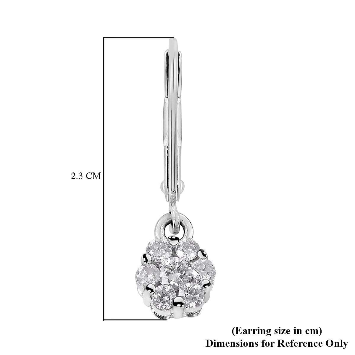 9K White Gold SGL Certified Diamond (I3-GH) Pressure Set Floral Lever Back Earrings 0.50 Ct.