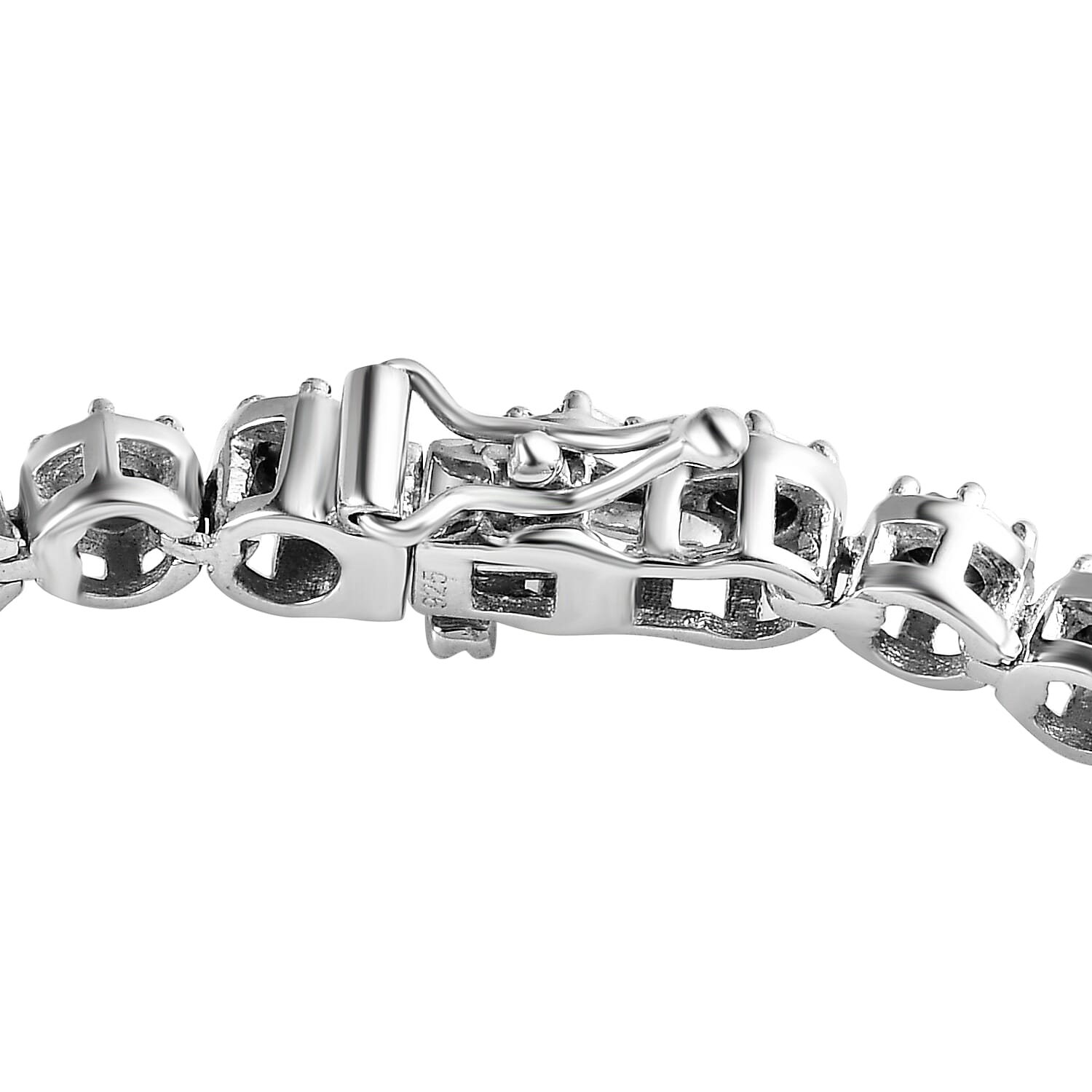 Diamond (Rnd) Bracelet (Size 7.5) in Platinum Overlay Sterling Silver 0.50 Ct, Silver wt. 11.22 Gms