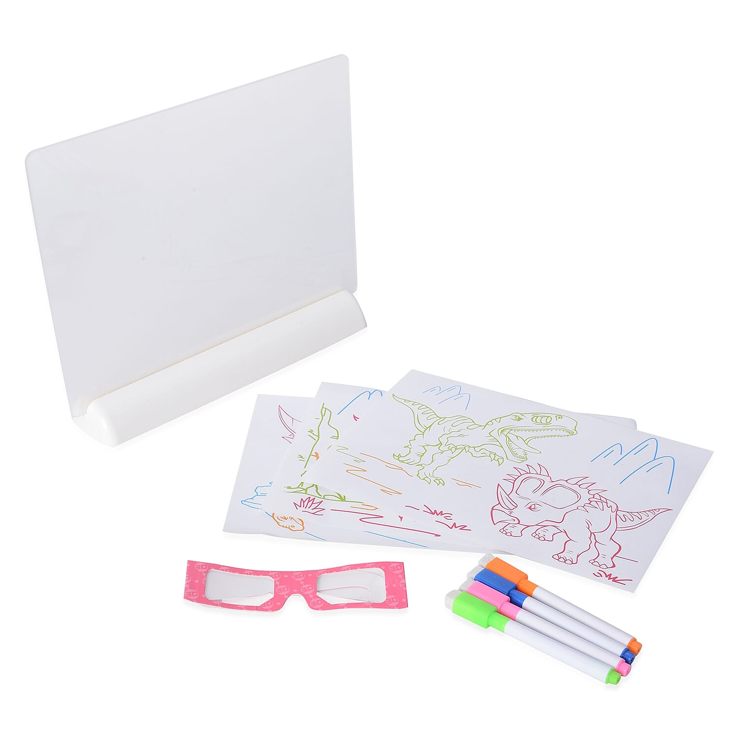 3D Magic Drawing Board (Size 24x21 Cm) with Paper and 3D Glasses