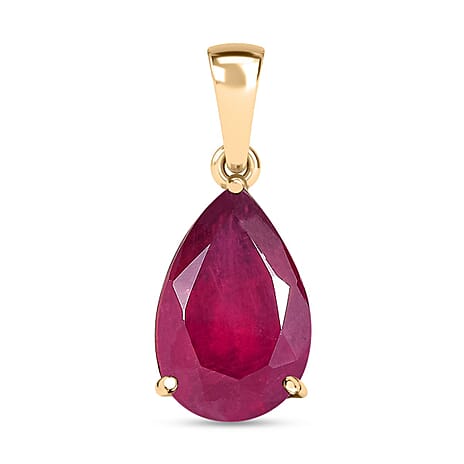 9K Yellow Gold AAA African Ruby Solitaire Pendant 3.85 Ct. 9K Yellow Gold AAA African Ruby Solitaire Pendant 3.85 Ct.