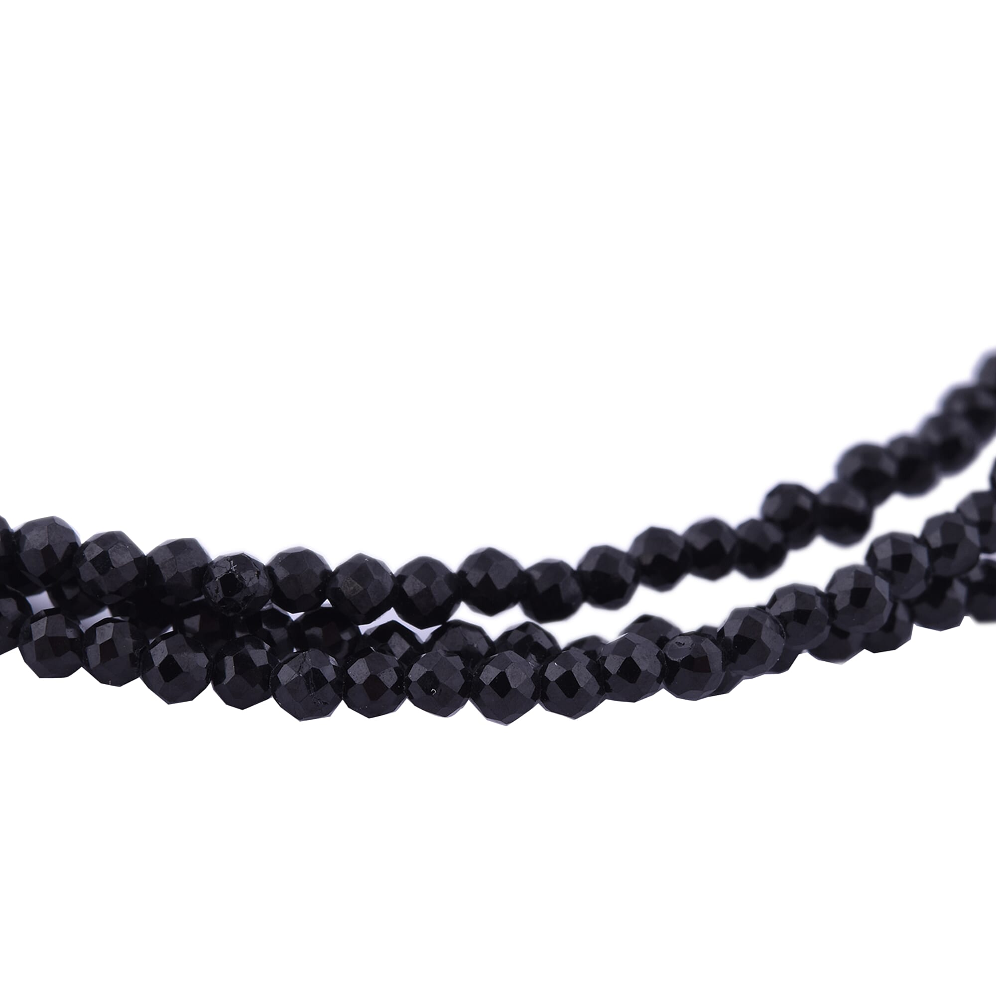 Boi Ploi Black Spinel Beads Bracelet with Lobster Clasp (Size 7.5) in Rhodium Overlay Sterling Silver 22.00 Ct