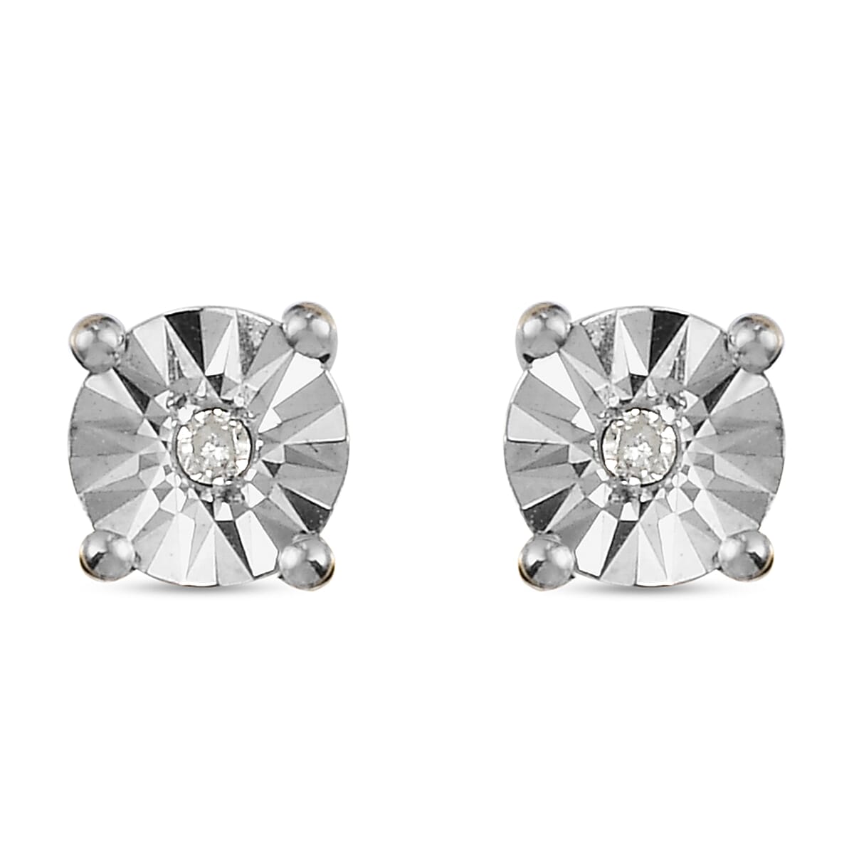 2 Piece Set White Natts Diamond Pendant with Chain (Size 20) with Lobster Clasp and Stud Earrings with Push Back in 14K Gold Overlay Sterling Silver