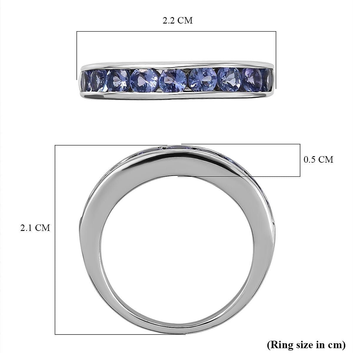 9K White Gold AA Tanzanite Half Eternity Band Ring 0.870 Ct , Gold Wt - 3.20 Gms 9K White Gold AA Tanzanite Half Eternity Band Ring 0.870 Ct , Gold Wt - 3.20 Gms