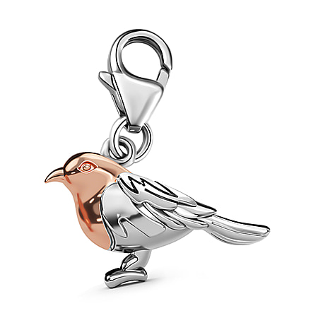 18K Rose Gold Vermeil Plated and Platinum Overlay Sterling Silver Bird Charm