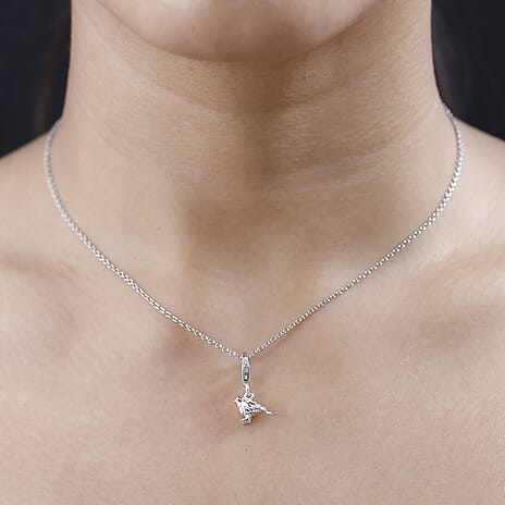 18K Rose Gold Vermeil Plated and Platinum Overlay Sterling Silver Bird Charm