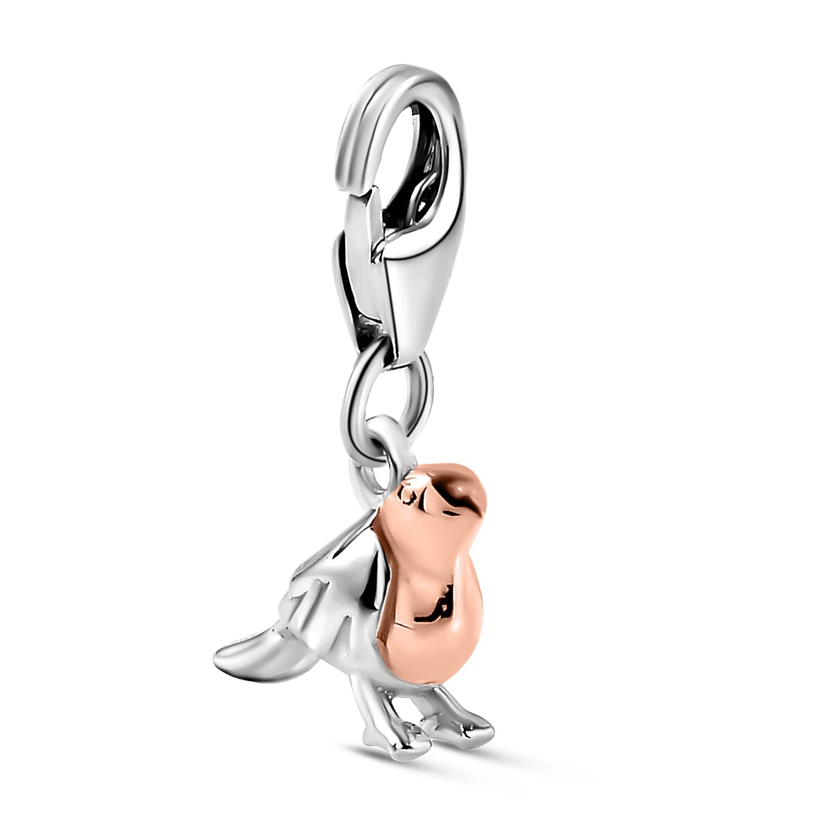 18K Vermeil Rose Gold Plated and Platinum Overlay Sterling Silver Bird Charm 18K Vermeil Rose Gold Plated and Platinum Overlay Sterling Silver Bird Charm