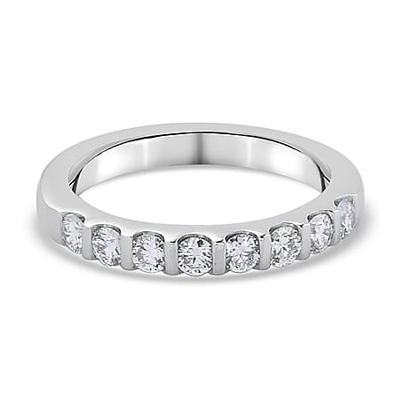 RHAPSODY 0.50 Carat Diamond Bar Set 2.6mm Band Ring in 950 Platinum 4.97 grams IGI Certified VS EF