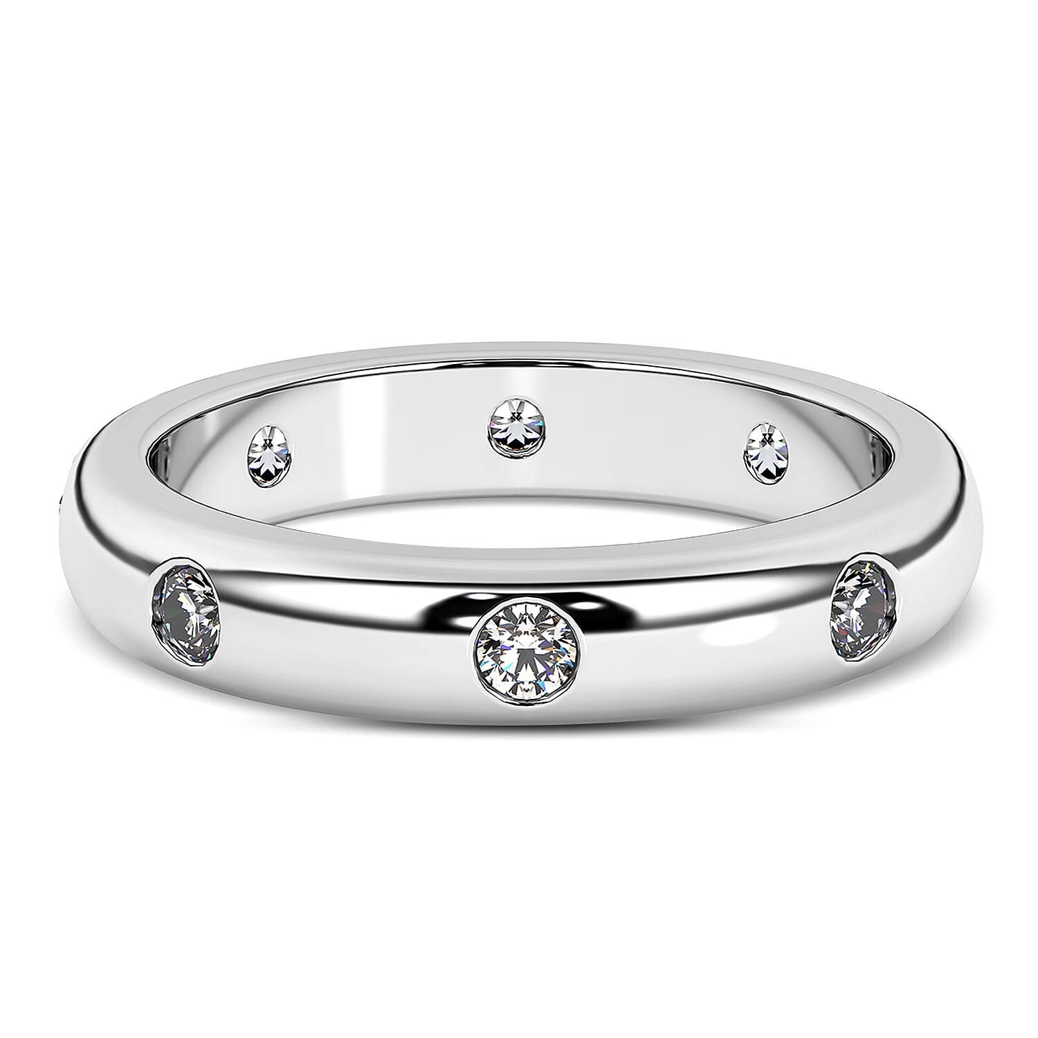 RHAPSODY 950 Platinum IGI Certified Diamond (VS-E-F) Band Ring 0.50 Ct, Platinum Wt 7.70 Gms