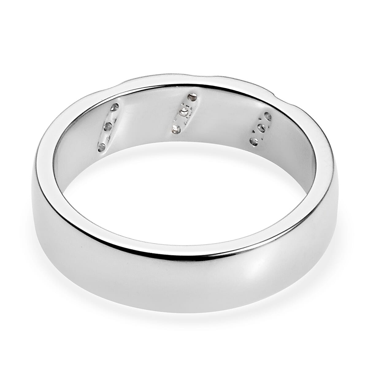 RHAPSODY 950 Platinum IGI Certified Diamond (Rnd) (VS-E-F) Band Ring 0.16 Ct, Platinum wt 8.30 Gms