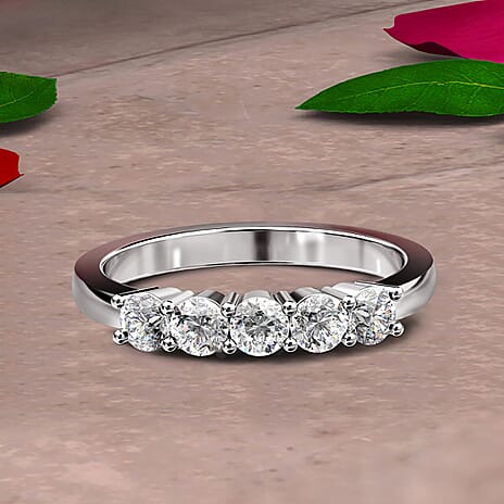 RHAPSODY 950 Platinum IGI Certified Natural Diamond (VS-E-F) 5 Stone Ring 0.50 Ct. 4.01 Gms