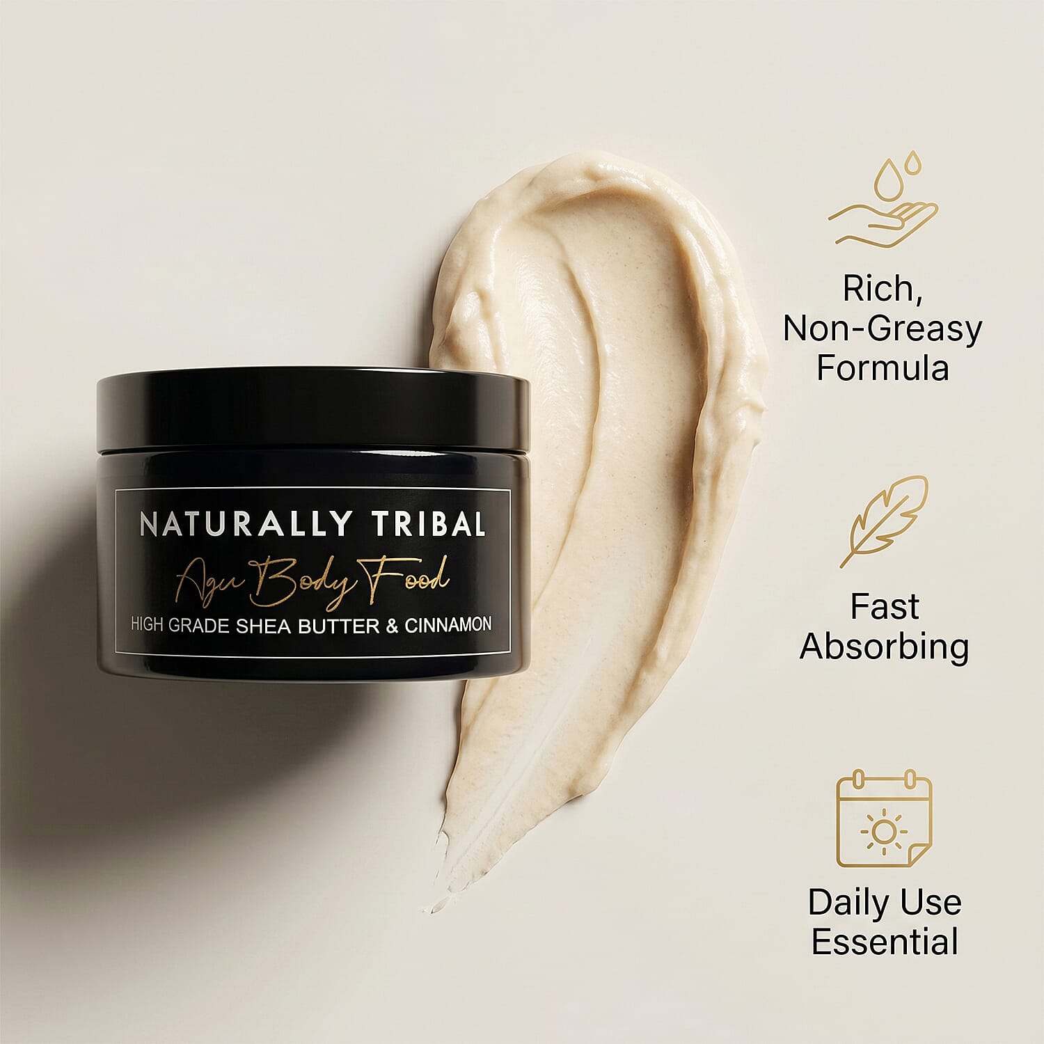 Naturally Tiwa- AGU Mens Body Food - High Grade Shea Butter and Cinnamon - 250ml