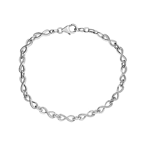 Designer Inspired - Infinity Knot Bracelet (Size - 7.5) with Lobster Clasp in Platinum Overlay Sterling Silver