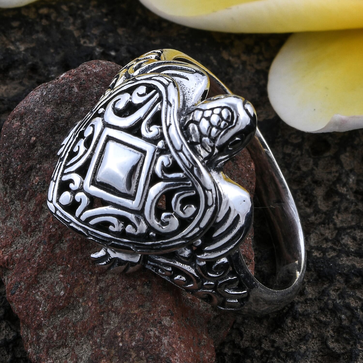 Royal Bali Collection Sterling Silver Turtle Ring, Silver wt 5.50 Gms.