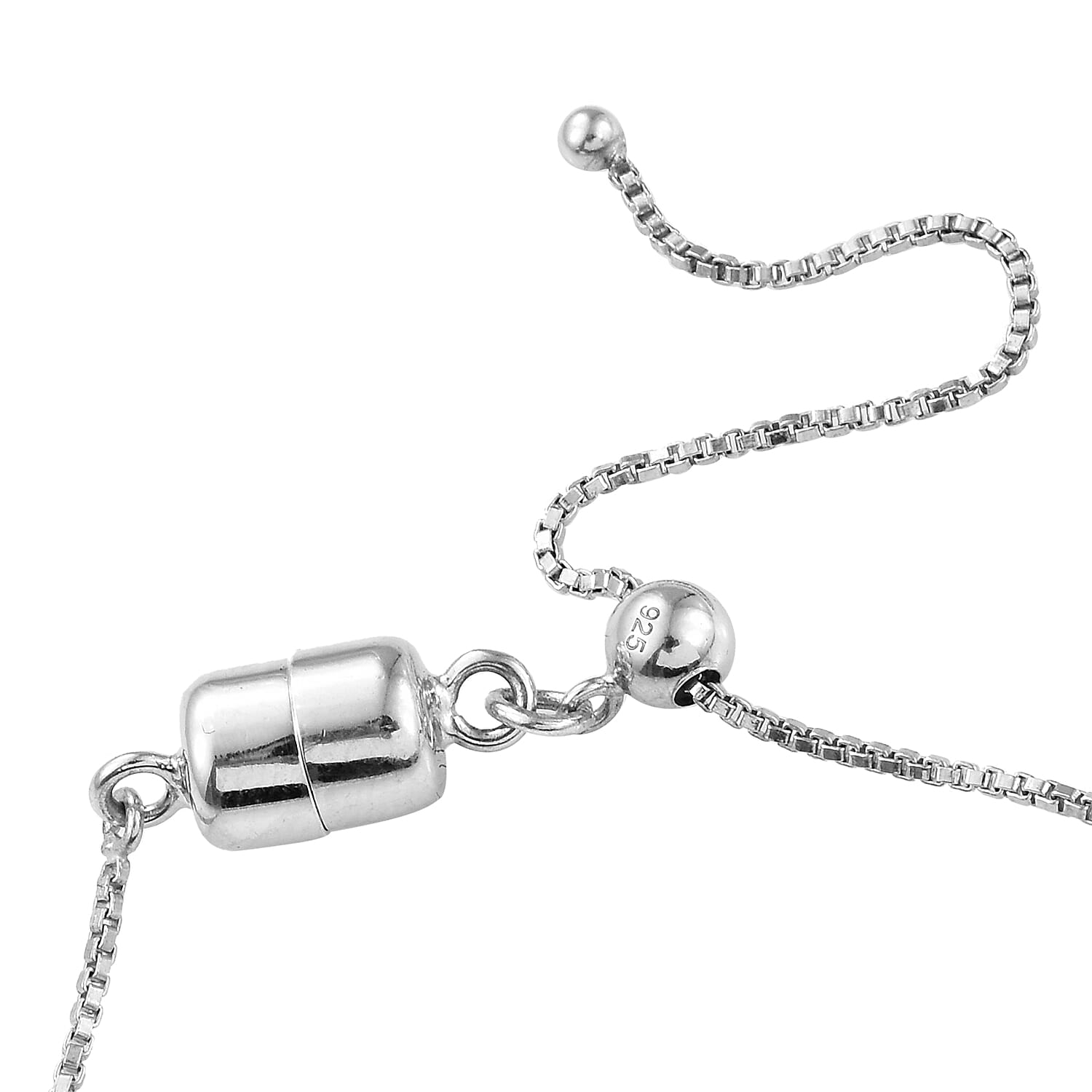 Blue Diamond Platinum Overlay Sterling Silver Bracelet (Size 6-9.5 Adjustable) with Magnetic Lock, 0.250 Ct,