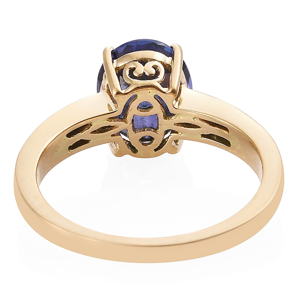 ILIANA 18K Yellow Gold AAA Tanzanite (Ovl 3.75 Ct), Diamond (SI/G-H) Ring 4.000 Ct.