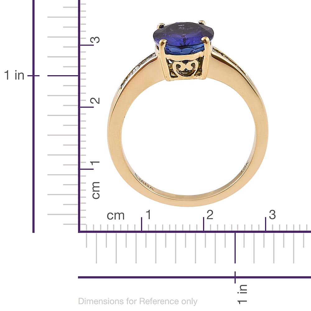 ILIANA 18K Yellow Gold AAA Tanzanite (Ovl 3.75 Ct), Diamond (SI/G-H) Ring 4.000 Ct.