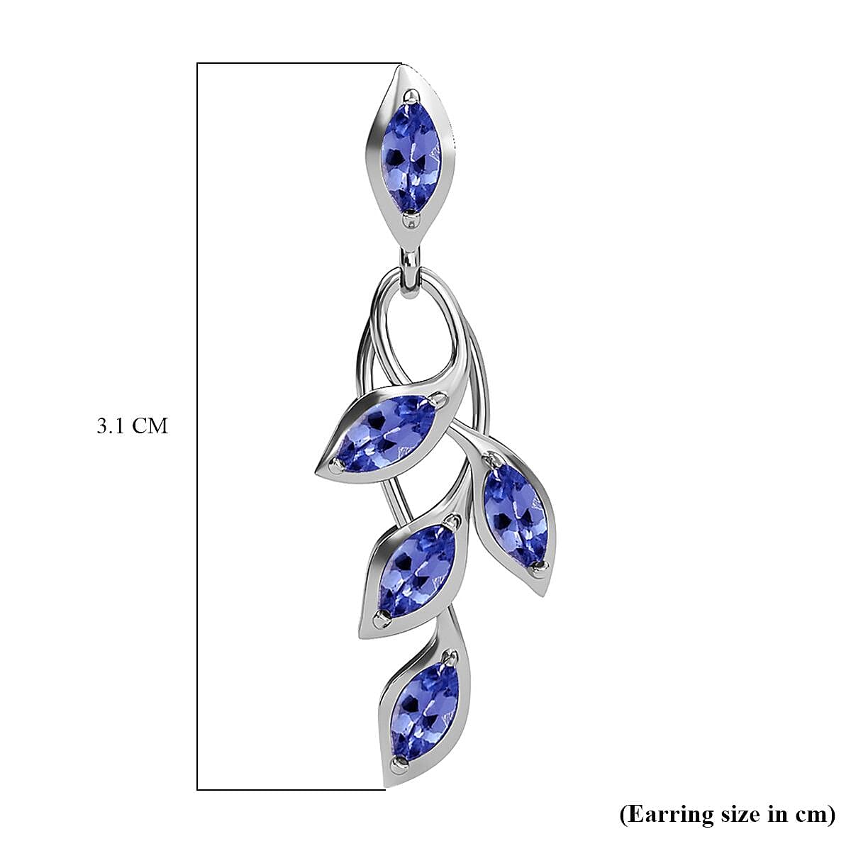 Tanzanite (Mrq) Leaf Dangling Earrings with Push Back in Platinum Overlay Sterling Silver 1.59 Ct. Tanzanite (Mrq) Leaf Dangling Earrings with Push Back in Platinum Overlay Sterling Silver 1.59 Ct.