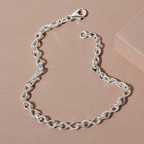 Designer Inspired - Infinity Knot Bracelet (Size 6.5) with Lobster Clasp in Platinum Overlay Sterling Silver
