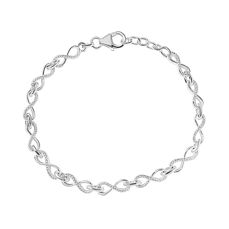 Designer Inspired - Platinum Overlay Sterling Silver Infinity Knot Bracelet (Size - 7) with Lobster Clasp, Silver Wt 6.60 Gms.
